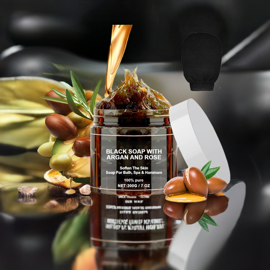 Morocco Black Soap With Argan and Rose Black Soap Zawina