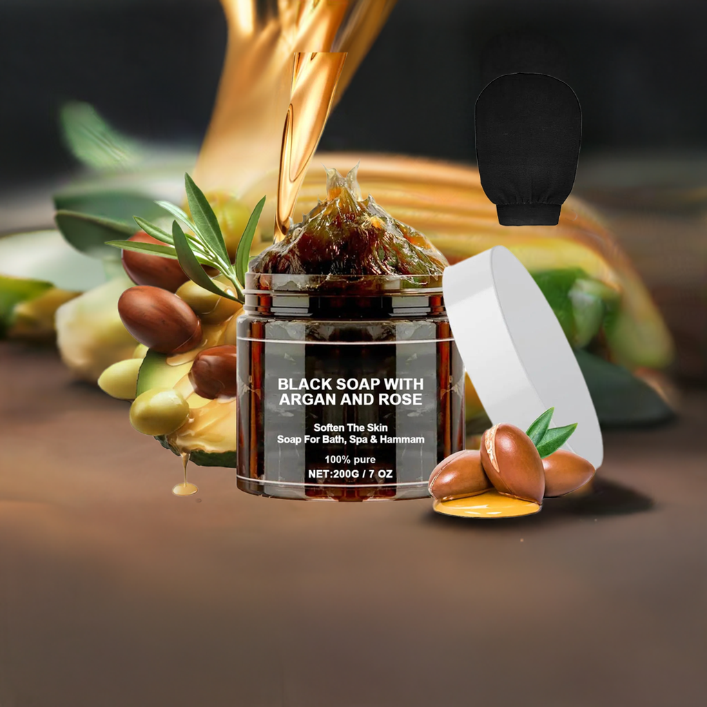 Morocco Black Soap With Argan and Rose Black Soap Zawina