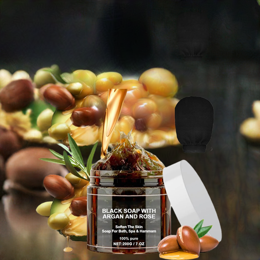 Morocco Black Soap With Argan and Rose Black Soap Zawina